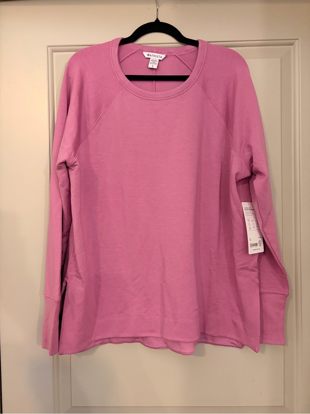 NWT Athleta Coaster Luxe Recover Sweatshirt Pink Large MSRP $79